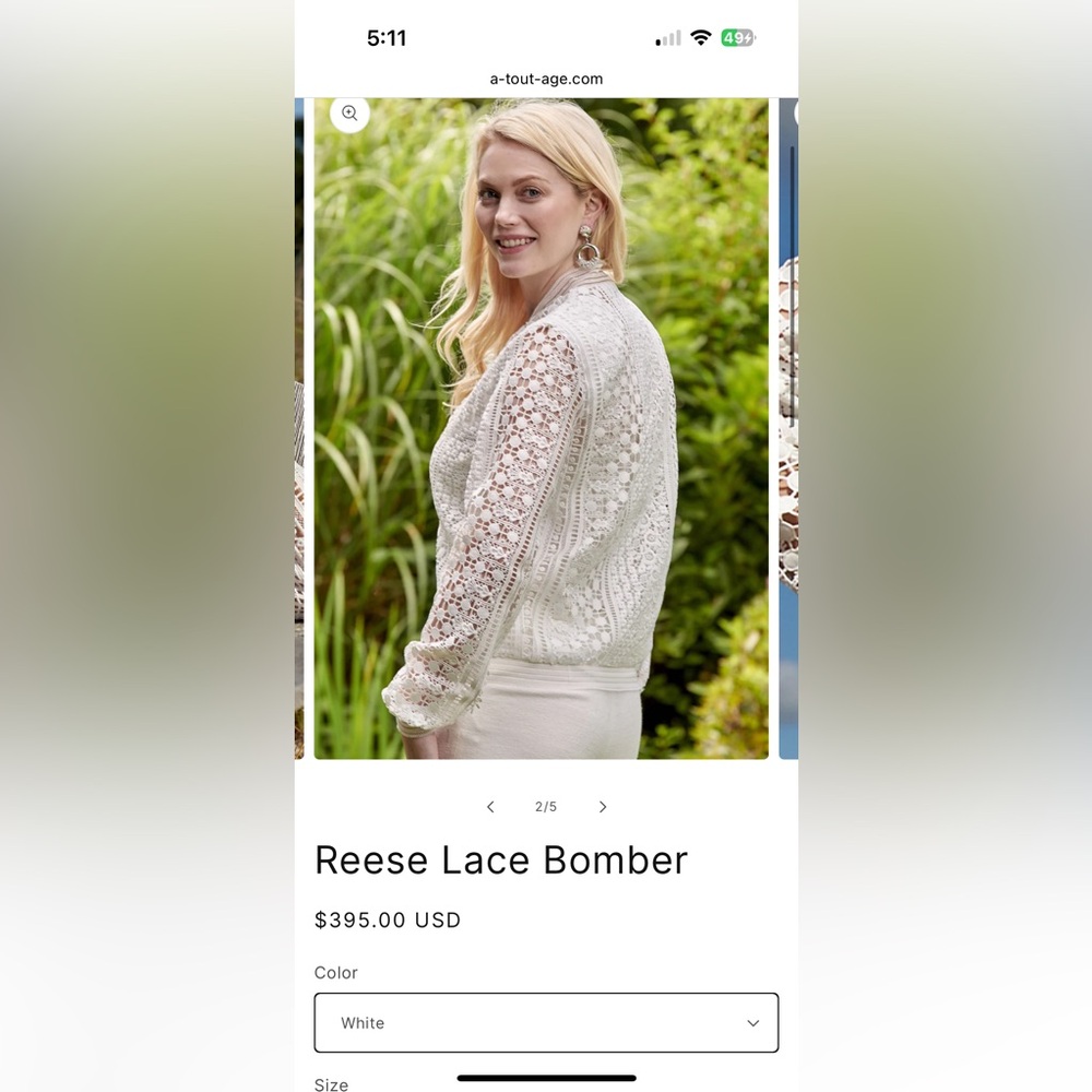 A-Toute-Age Reese Lace Bomber Jacket